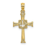 Load image into Gallery viewer, 14K Yellow Gold Polished and Engraved Cross &amp; Dove Charm Pendant
