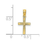 Load image into Gallery viewer, 14K Yellow Gold Polished and Engraved Mini Cross With Flower Charm Pendant
