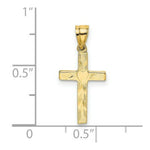 Load image into Gallery viewer, 14K Yellow Gold Polished and Engraved Cross With Heart Center Charm Pendant
