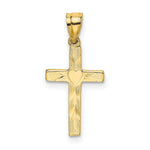 Load image into Gallery viewer, 14K Yellow Gold Polished and Engraved Cross With Heart Center Charm Pendant
