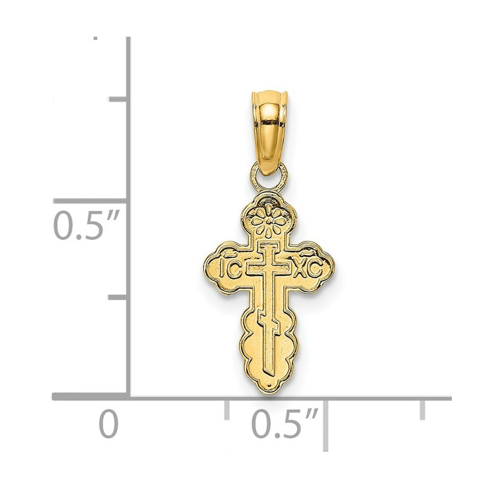 14K Yellow Gold Mini Eastern Orthodox Cross Charm Pendant