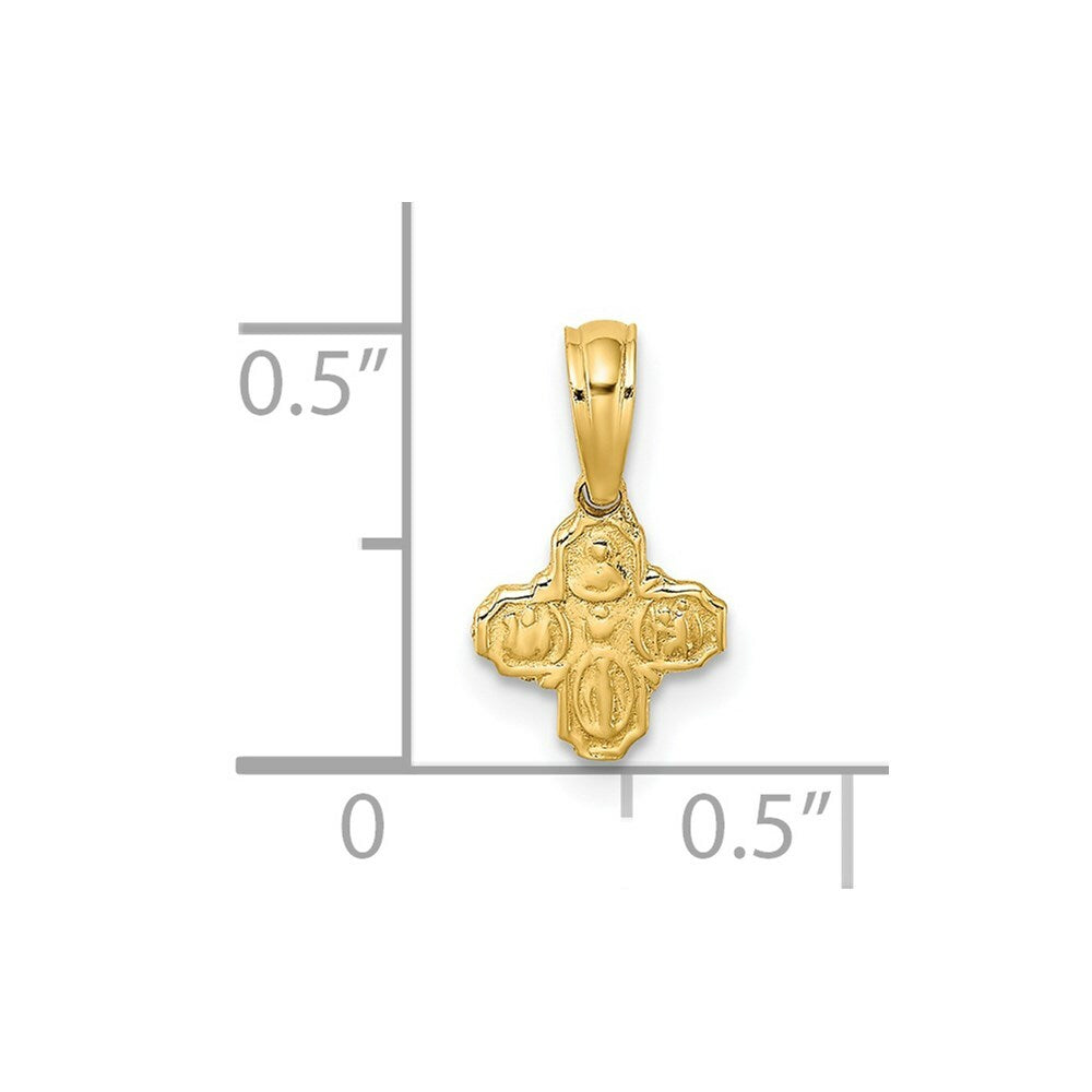 14K Yellow Gold Mini 4 WAY RELIGIOUS MEDAL / HP & ENGRAVED