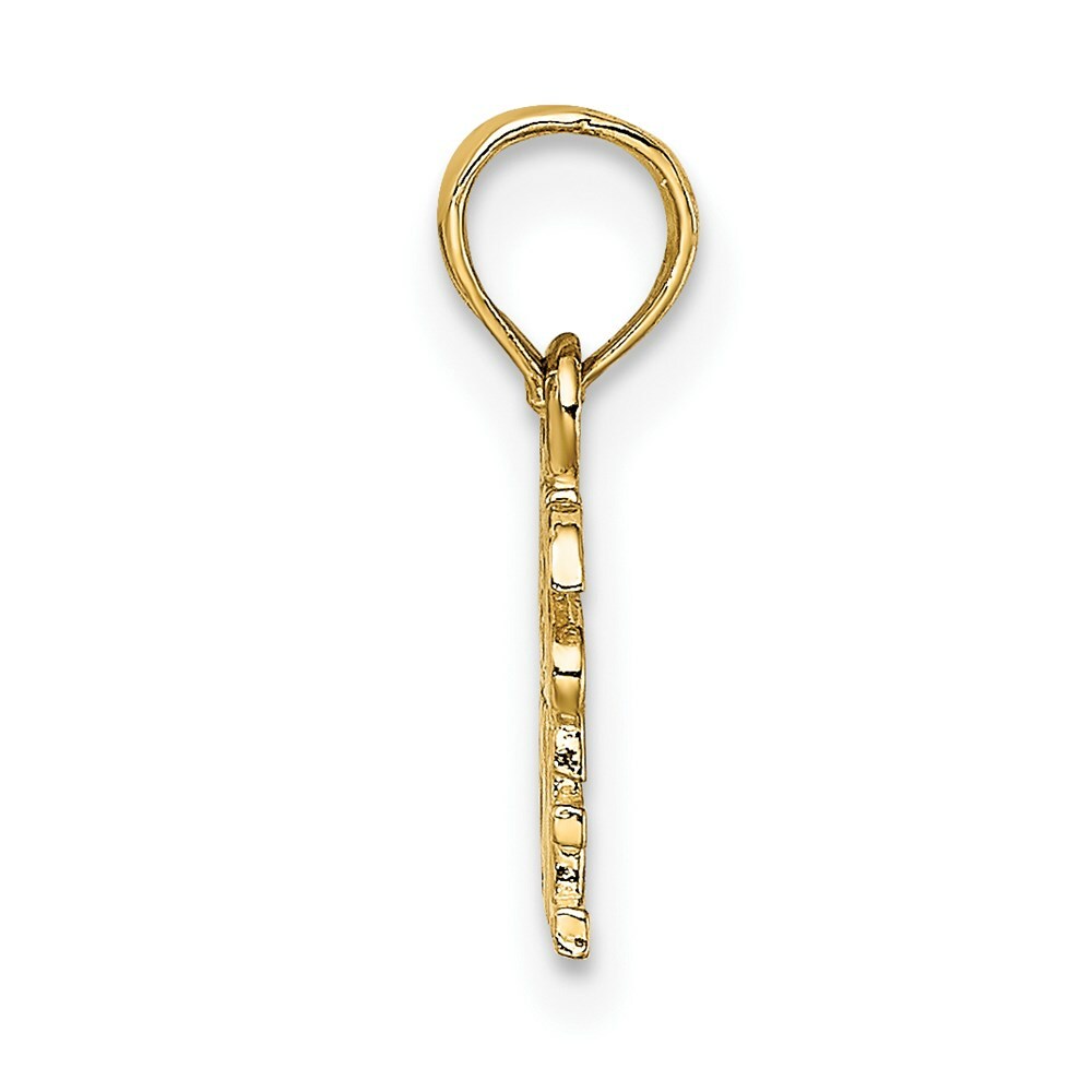 14K Yellow Gold Polished and Engraved JESUS HEART ME Charm Pendant