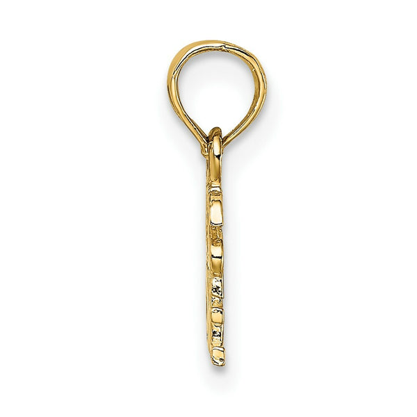 14K Yellow Gold Polished and Engraved JESUS HEART ME Charm Pendant