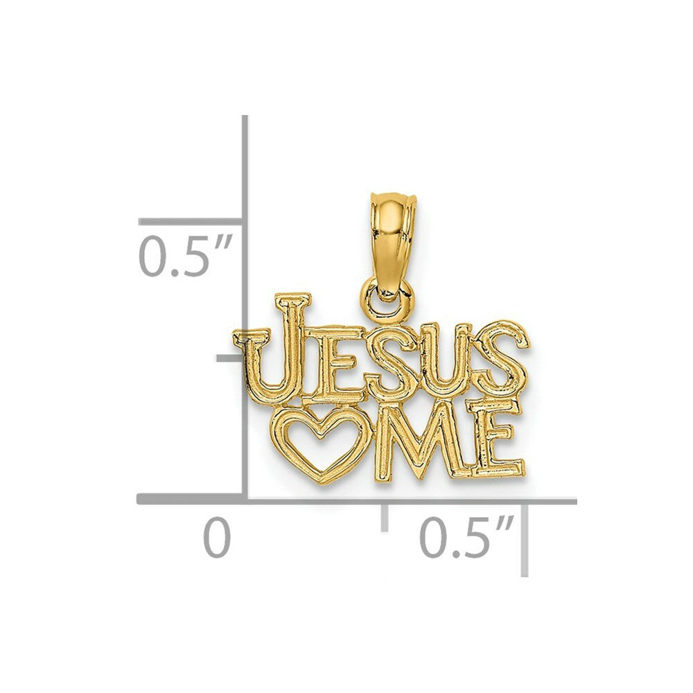 14K Yellow Gold Polished and Engraved JESUS HEART ME Charm Pendant