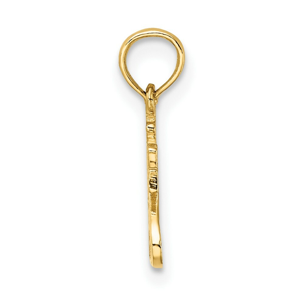 14K Yellow Gold Polished and Engraved TRY JESUS Charm Pendant