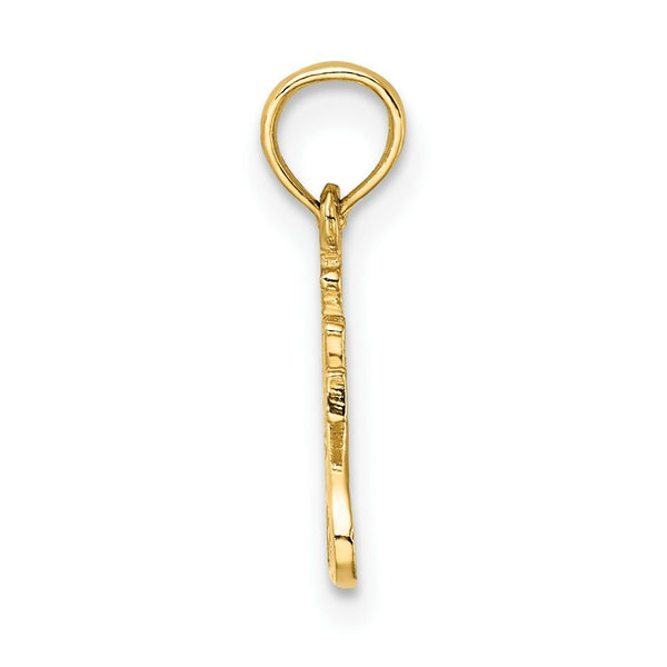 14K Yellow Gold Polished and Engraved TRY JESUS Charm Pendant