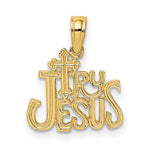 Load image into Gallery viewer, 14K Yellow Gold Polished and Engraved TRY JESUS Charm Pendant
