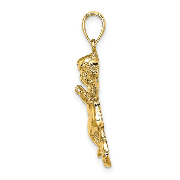 14K Yellow Gold 2-D With Wings Out GUARDIAN Angel WALKING Charm Pendant
