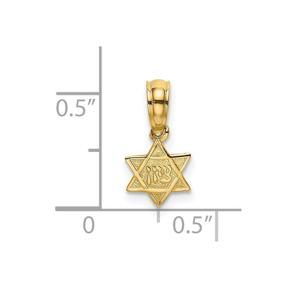 14K Yellow Gold Engraved Mini Star Of David Charm Pendant