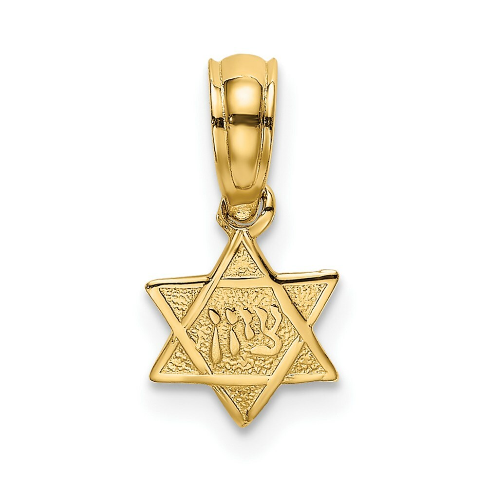 14K Yellow Gold Engraved Mini Star Of David Charm Pendant