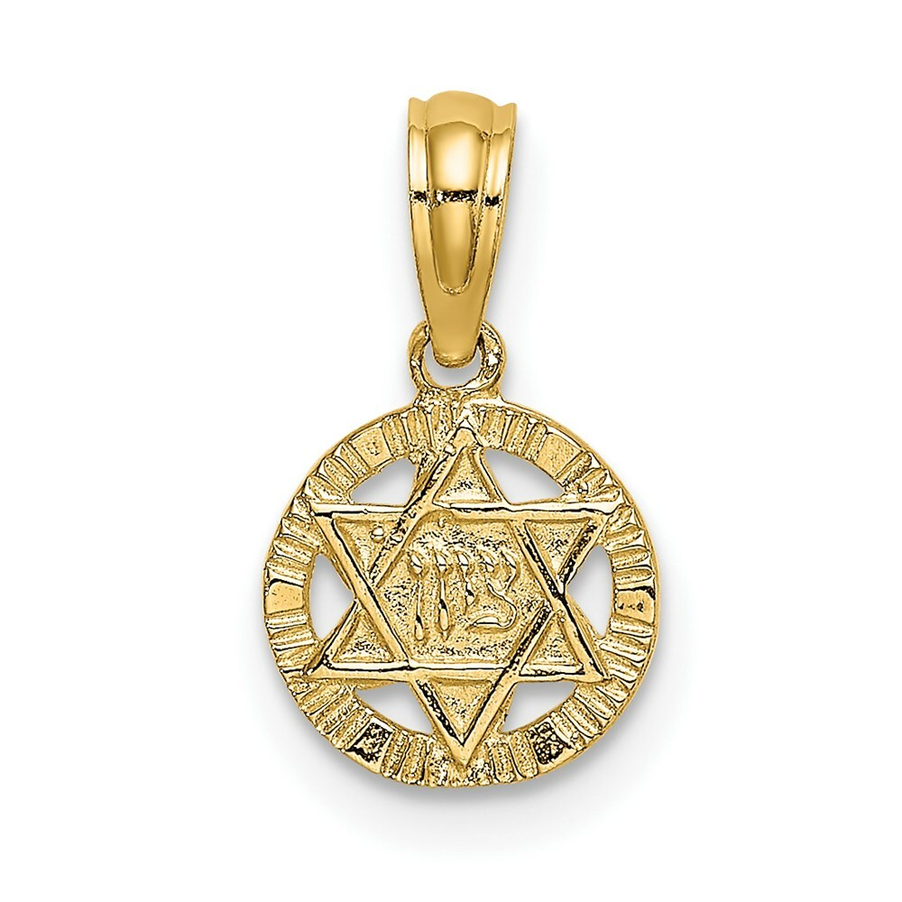14K Yellow Gold Engraved STAR OF DAVID Charm Pendant