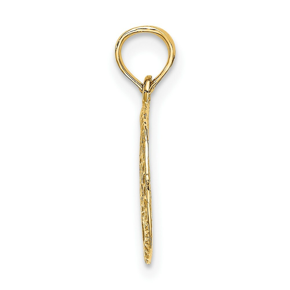 14K Yellow Gold Engraved Star Of David In Circle Charm Pendant