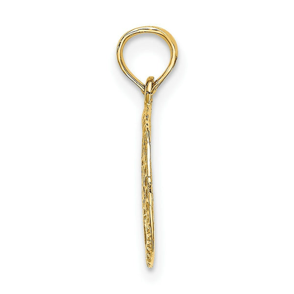 14K Yellow Gold Engraved Star Of David In Circle Charm Pendant