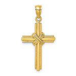 Load image into Gallery viewer, 14K Yellow Gold Beaded Center Design Cross Charm Pendant
