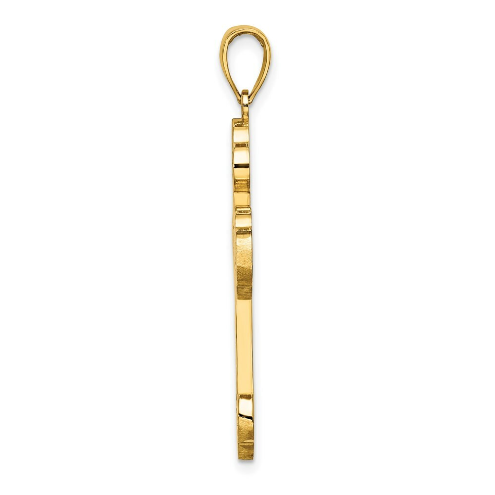 14K Yellow Gold SCROLL Cross With SUNBURST CENTER Charm Pendant
