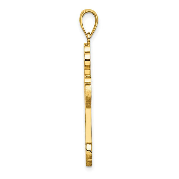 14K Yellow Gold SCROLL Cross With SUNBURST CENTER Charm Pendant