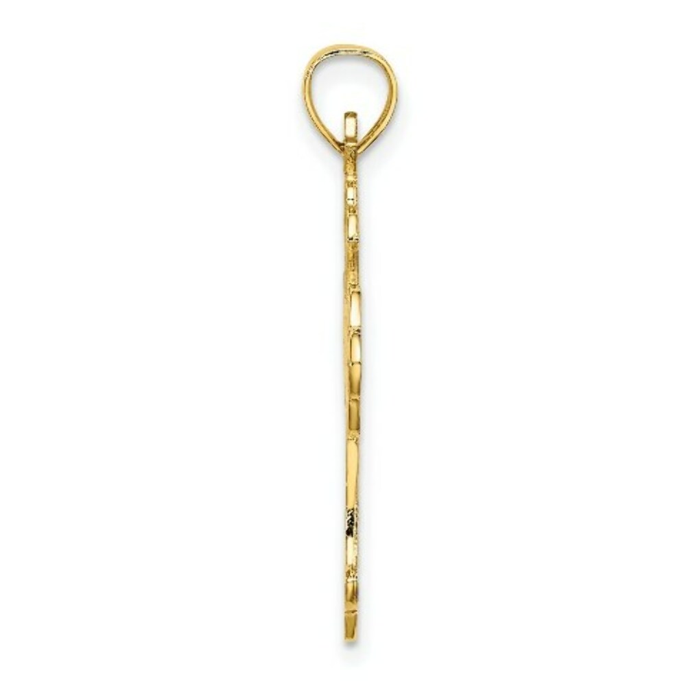 14K Yellow Gold Delicate Cut-Out Cross Charm Pendant