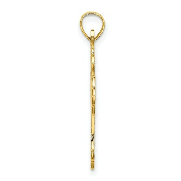 14K Yellow Gold Delicate Cut-Out Cross Charm Pendant