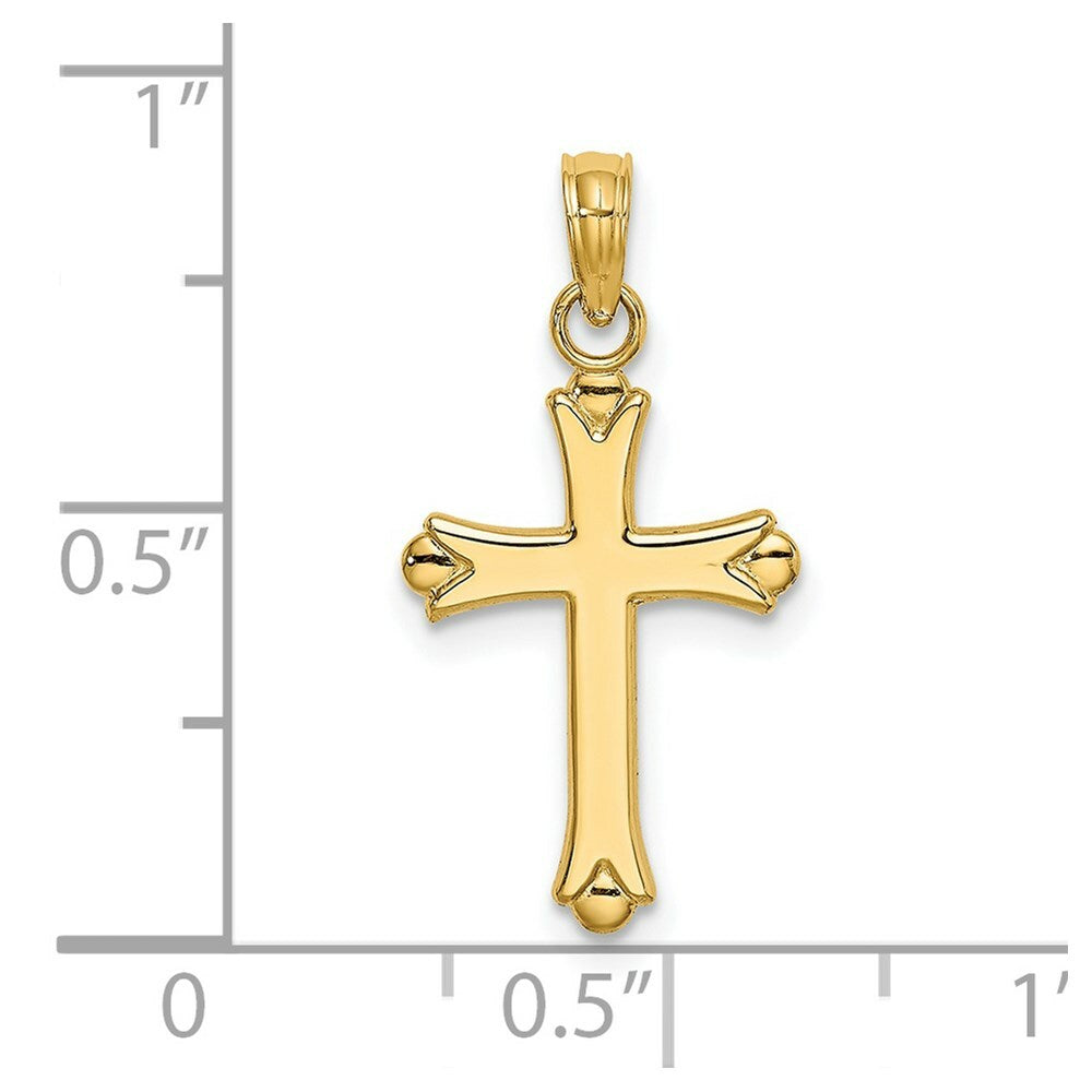 14K Yellow Gold 2-D & Polished Cross Charm Pendant