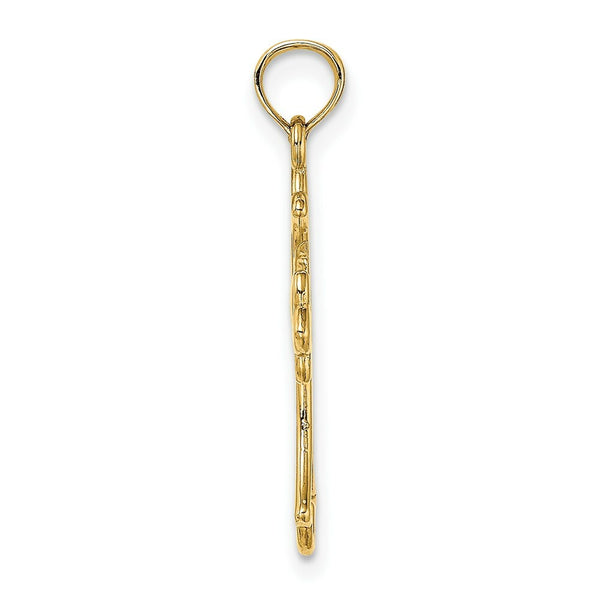 14K Yellow Gold Cut-Out Dove Center Cross Charm Pendant