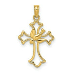 Load image into Gallery viewer, 14K Yellow Gold Cut-Out Dove Center Cross Charm Pendant
