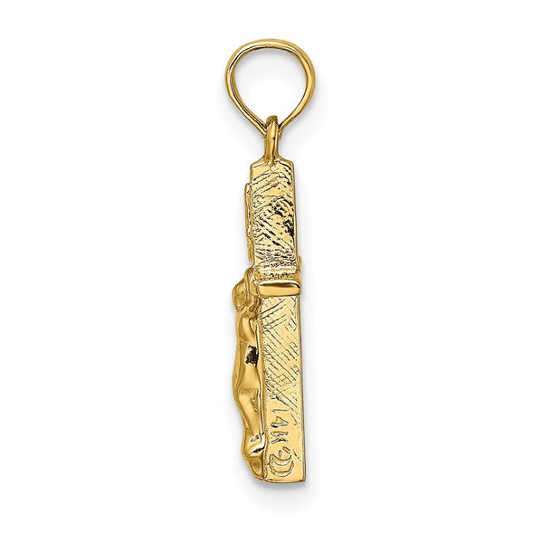 14K Yellow Gold Small Polished Crucifix Charm Pendant