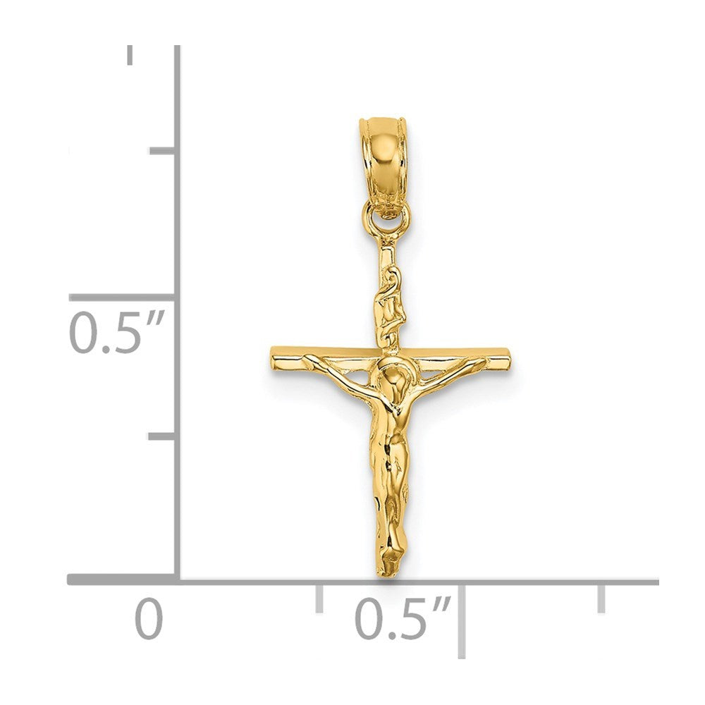 14K Yellow Gold Small Polished Crucifix Charm Pendant
