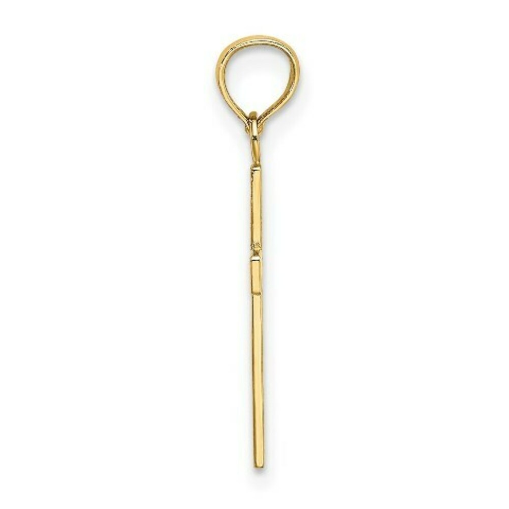 14K Yellow Gold Textured Center Block Cross Charm Pendant