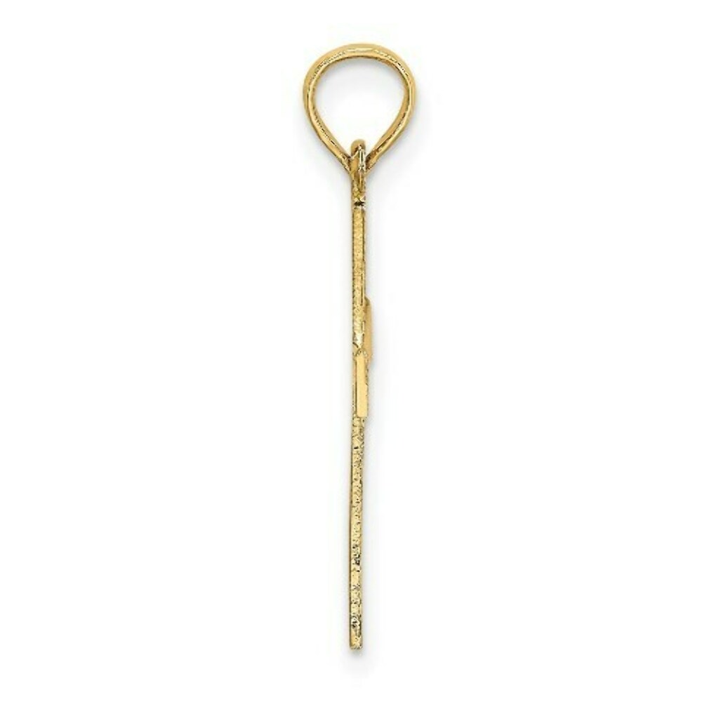 14K Yellow Gold ENGRAVED Cross With FLARED TIPS Charm Pendant