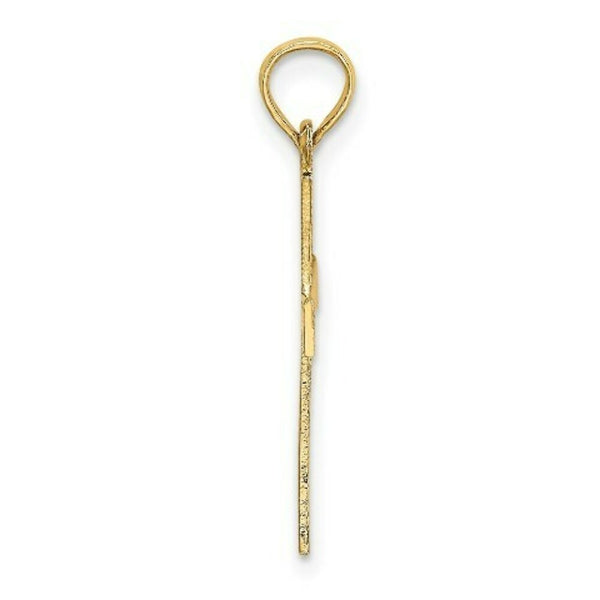 14K Yellow Gold ENGRAVED Cross With FLARED TIPS Charm Pendant