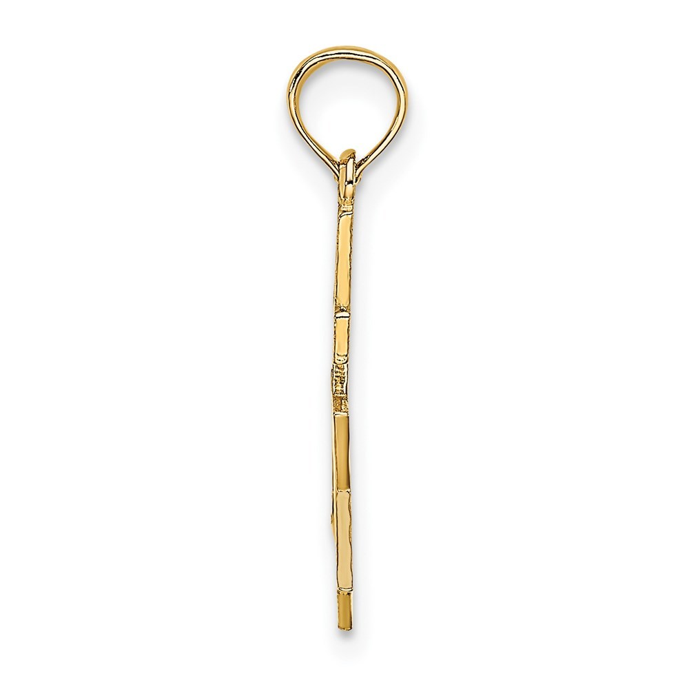 14K Yellow Gold Polished and Engraved Star Of David & Cross Charm Pendant