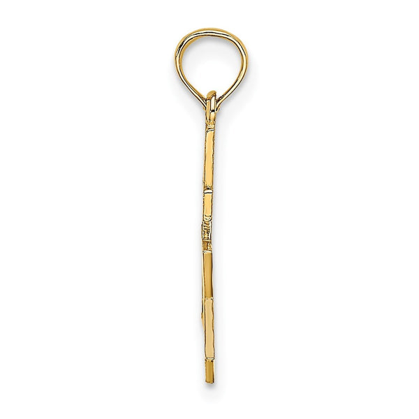 14K Yellow Gold Polished and Engraved Star Of David & Cross Charm Pendant