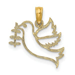 Load image into Gallery viewer, 14K Yellow Gold Cut-Out Dove Holding Olive Branch Charm Pendant
