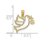Load image into Gallery viewer, 14K Yellow Gold Cut-Out Dove Holding Olive Branch Charm Pendant
