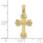 Load image into Gallery viewer, 14K Yellow Gold Cross With Scroll Tips &amp; Button Center Charm Pendant
