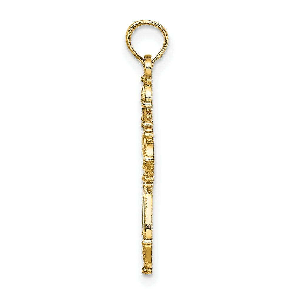 14K Yellow Gold Cut-Out Fancy Cross Charm Pendant