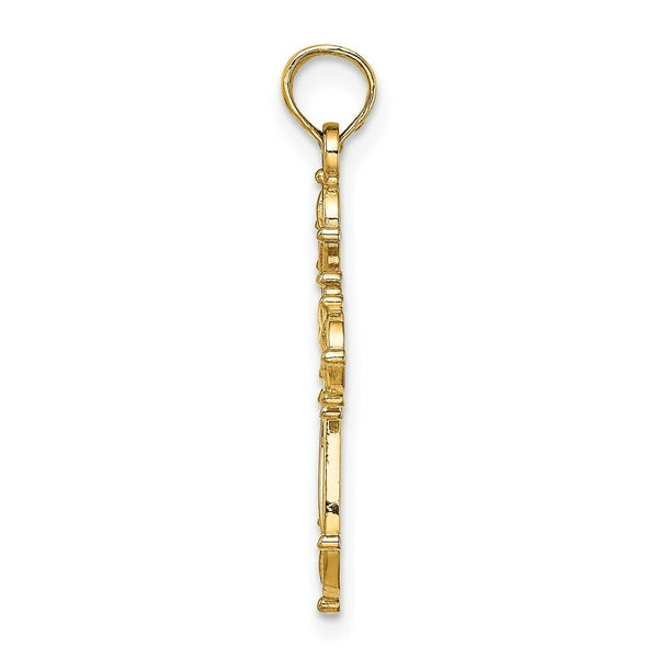 14K Yellow Gold Cut-Out Fancy Cross Charm Pendant