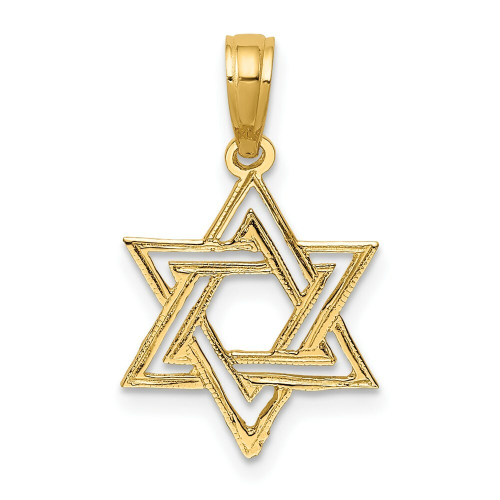14K Yellow Gold Polished Star Of David Charm Pendant