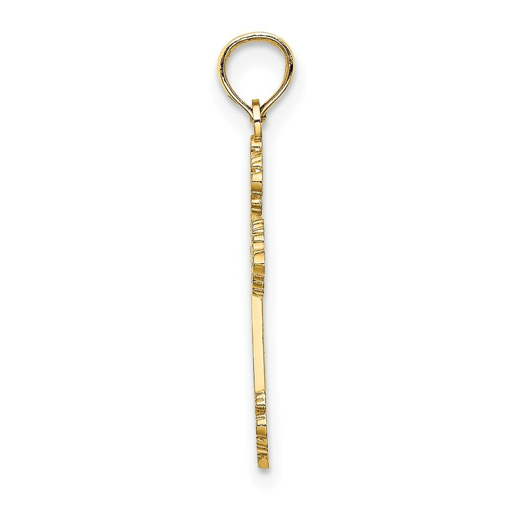 14K Yellow Gold Polished and Textured Fancy Cross Charm Pendant