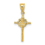 Load image into Gallery viewer, 14K Yellow Gold 2-D Starburst Crucifix Charm Pendant
