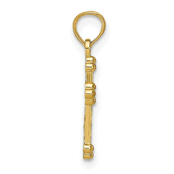 14K Yellow Gold Diamond-cut Cross Pendant