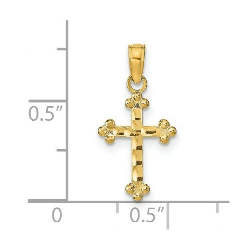 14K Yellow Gold Diamond-cut Cross Pendant