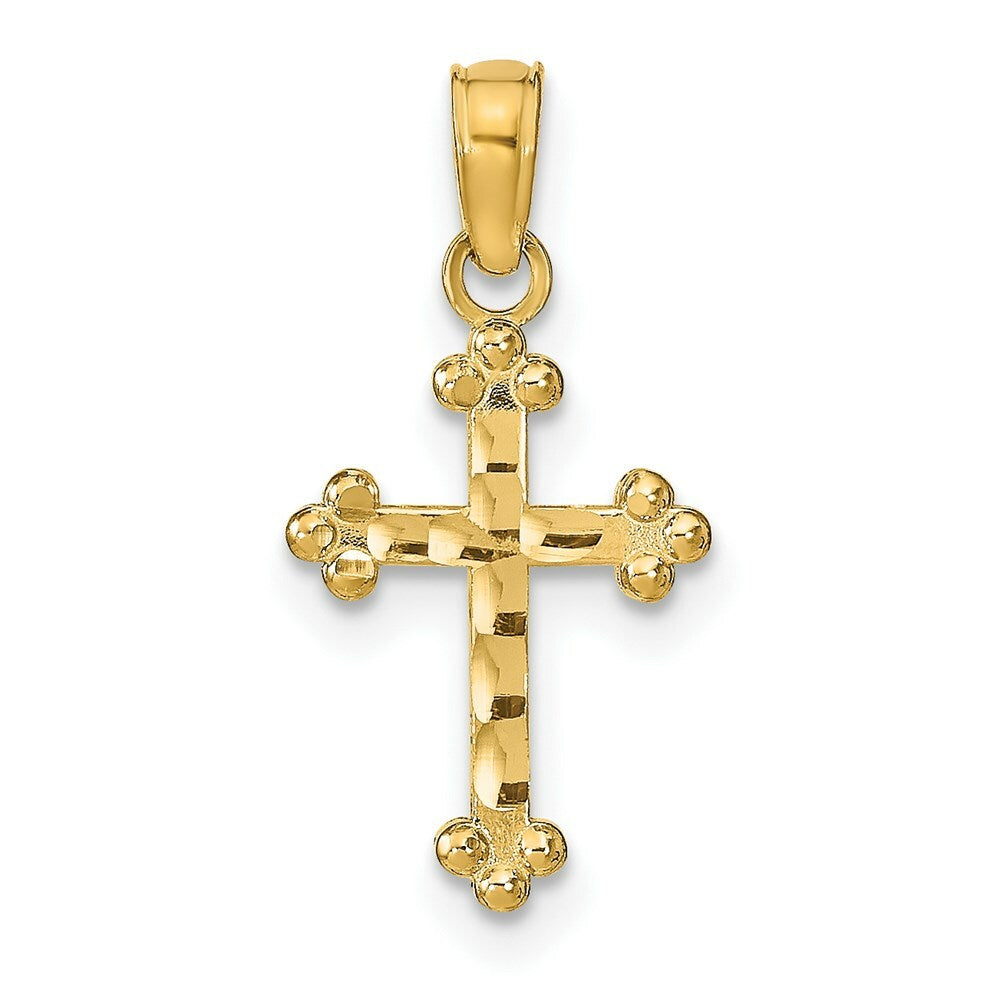 14K Yellow Gold Diamond-cut Cross Pendant