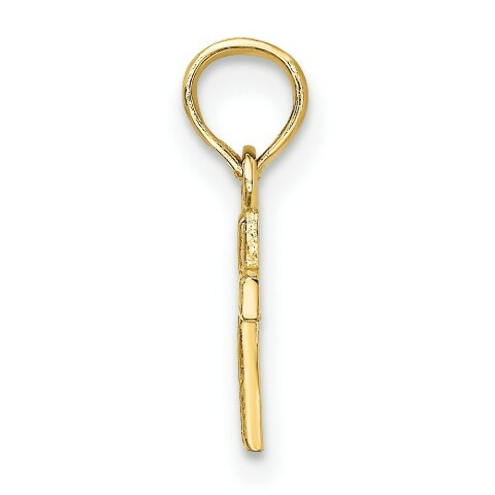 14K Yellow Gold Polished and Engraved Mini Cross Charm Pendant