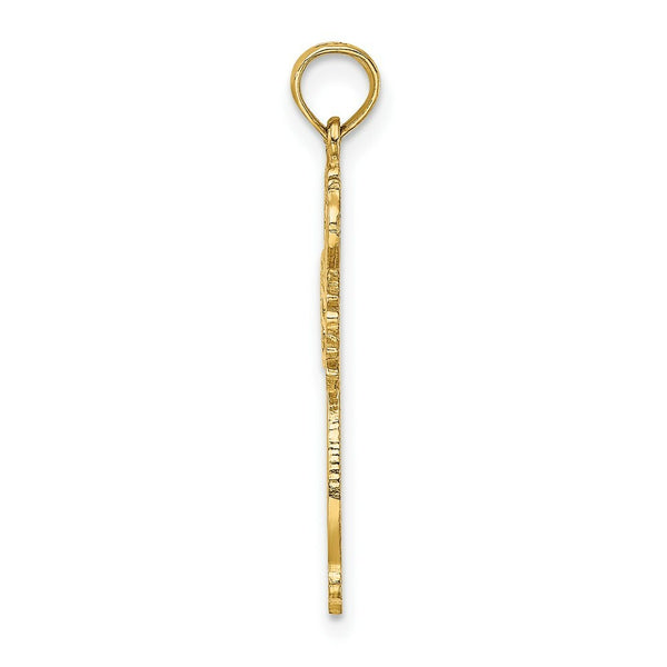 14K Yellow Gold Cut-Out Scroll Framed Cross Charm Pendant
