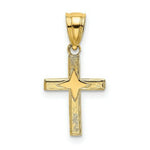 Load image into Gallery viewer, 14K Yellow Gold Polished With Star Pattern Mini Cross Charm Pendant
