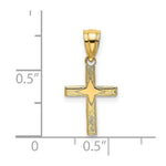 Load image into Gallery viewer, 14K Yellow Gold Polished With Star Pattern Mini Cross Charm Pendant
