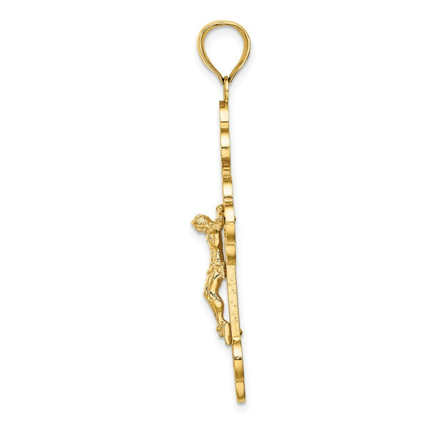 14K Yellow Gold Crucifix With SPADE SHAPED TIPS Charm Pendant