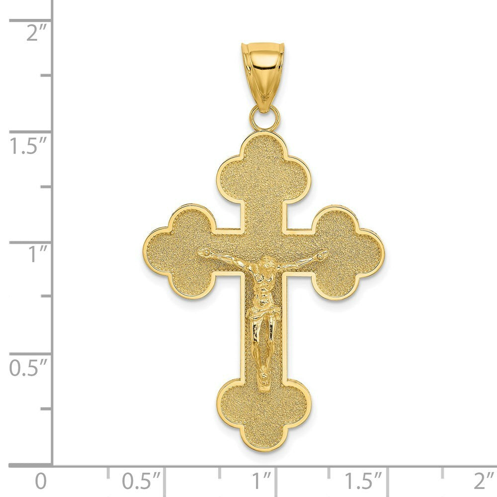 14K Yellow Gold Crucifix With SPADE SHAPED TIPS Charm Pendant